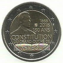 Luxemburgo - 2 Euro 2018 (Km# 151) 150 Anos Constituiçao