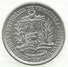 Venezuela - 2 Bolivares 1960 (Km# A37)