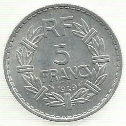 França - 5 Francos 1949 (Km# 885b2)