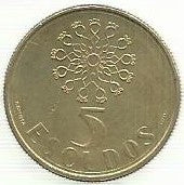 Portugal - 5$00 1988 (Km# 632)