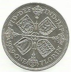 Inglaterra - 1 Florin 1929 (Km# 834)