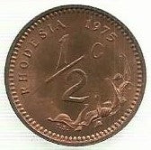 Rodesia - 1/2 Cent 1975 (Km# 9)