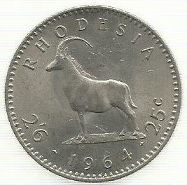 Rodesia - 25 Cents 1964 (Km# 4)