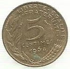 França - 5 Centimos 1968 (Km# 933)