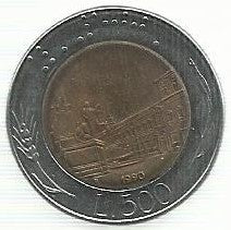 Italia - 500 Liras 1990 (Km# 111)