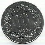 Uruguai - 10 Novos Pesos 1989 (Km# 93)