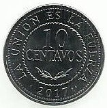 Bolivia - 10 Centavos 2017 (Km# Novo)