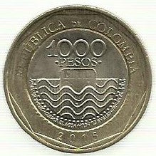 Colombia - 1000 Pesos 2015 (Km# 299)
