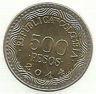 Colombia - 500 Pesos 2014 (Km# 298)