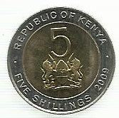 Quenia - 5 Shillings 2009 (Km# 37)