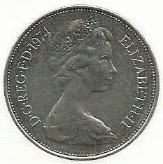 Inglaterra - 10 Novos Pence 1974 (Km# 912)