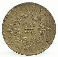 Tunisia - 2 Francos 1945 (Km# 248)