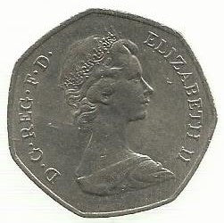 Inglaterra - 50 Pence 1973 (Km# 918) Entrada na CEE