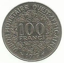 West African States - 100 Francos 1975 (Km# 4)
