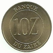 Zaire - 10 Zaires 1988 (Km# 19)