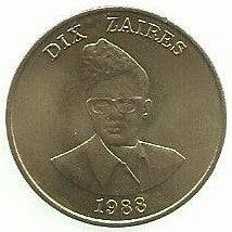 Zaire - 10 Zaires 1988 (Km# 19)