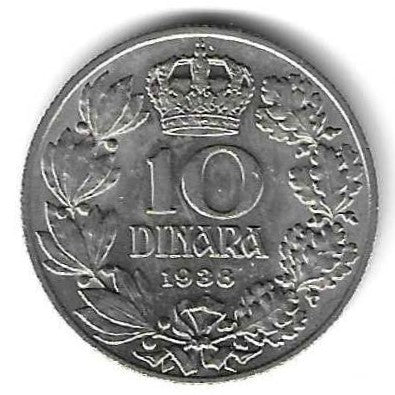 Jugoslavia - 10 Dinara 1938 (Km# 22)
