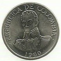 Colombia - 1 Peso 1980 (Km# 258.1)