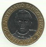 Rep. Dominicana - 5 Pesos 1997 (Km# 88) 50º Anivº Banco Central