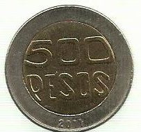 Colombia - 500 Pesos 2011 (Km# 286)