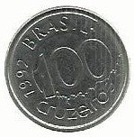 Brasil - 100 Cruzeiros 1992 (Km# 623)