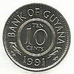 Guiana - 10 Centimos 1991 (Km# 33)