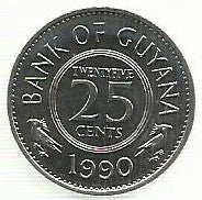 Guiana - 25 Centimos 1990 (Km# 34)