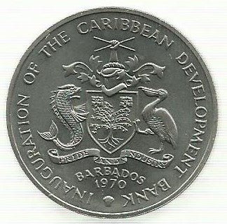 Barbados - 4 Dolares 1970 (Km# A49) Fao