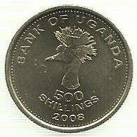 Uganda - 500 Shillings 2008 (Km# 69)
