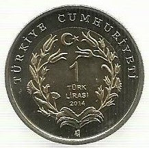 Turquia - 1 Lira 2014 (Km# ..) Aguia Anatolian