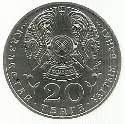 Cazaquistão - 20 Tenge 1996 (Km# 19) Independencia