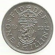 Inglaterra - 1 Shilling 1953 (Km# 891)