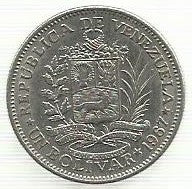 Venezuela - 1 Bolivar 1967 (Km# 42)