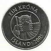 Islandia - 1 Krona 2005 (Km# 27)