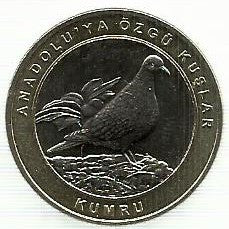 Turquia - 1 Kurus 2019 (Km# ..) Eurasian Collared Dove