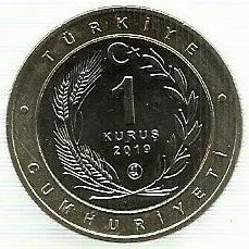 Turquia - 1 Kurus 2019 (Km# ..) Woodlark