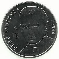 Congo - 1 Franco 2004 (Km# 156) Papa Joao Paulo II em 1946