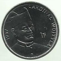 Congo -   1 Franco 2004 (Km# 157) Papa Joao Paulo II em 1957