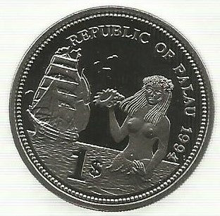 Palau - 1 Dolar 1994 (Km# 5) Peixe e Coral