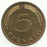 Alemanha - 5 Pfennig 1980 (G)(Km# 107)