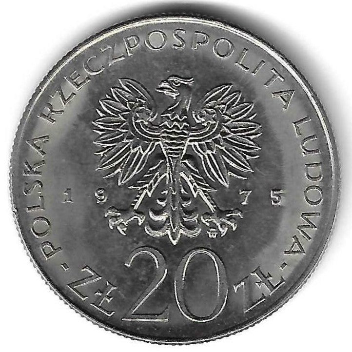 Polónia - 20 Zlotych 1975 (Km# 75) Ano Int. Mulher