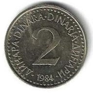 Jugoslavia - 2 Dinara 1984 (Km# 87)