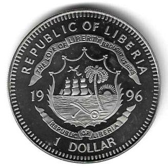 Liberia - 1 Dolar 1996 (Km# 569) Protecção Marinha