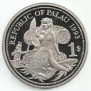 Palau - 1 Dolar 1993 (Km# 3) Protecão vida Marinha