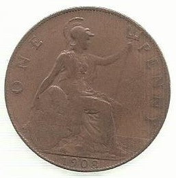 Inglaterra - 1 Penny 1908 (Km# 794)