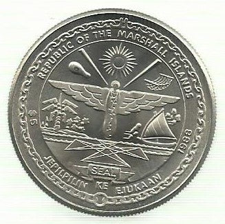 Ilhas Marshall - 5 Dolares 1988 (Km# 6) Space Shuttle