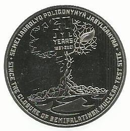 Cazaquistao - 100 Tenge 2021 (Km# ..) 30º Aniv. Fecho Semipalatinsk