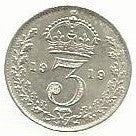 Inglaterra - 3 Pence 1919 (Km# 813)