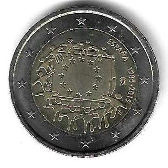 Espanha - 2 Euro 2015 (Km# ..) 30 Anos Bandeira
