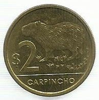 Uruguai - 2 Pesos 2019 (Km# 136) Carpincho